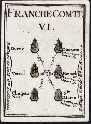 Franche Comte VI - Durne Morteau Vercel Bontarlier Chateauneuf St. Marie / France Frankreich / Karte map carte