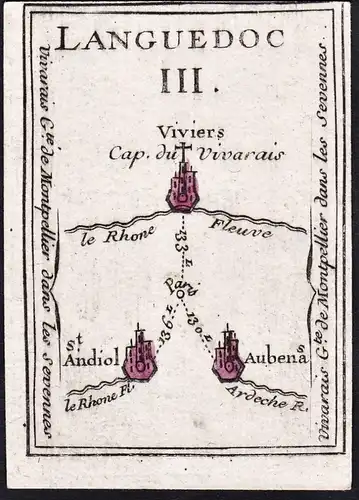 Languedoc III - Viviers Saint-Andiol Aubenas / France Frankreich / Karte map carte