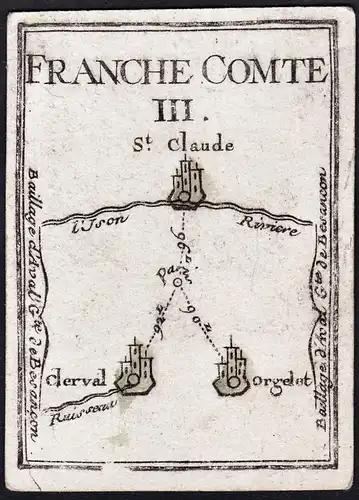 Franche Comte III - St. Claude Clerval Orgelet / France Frankreich / Karte map carte