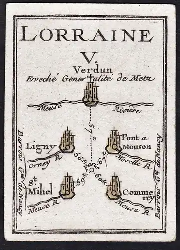 Lorraine V - Verdun Ligny Pont a Mouson St. Mihel Commercy / Lothringen / France Frankreich / Karte map carte