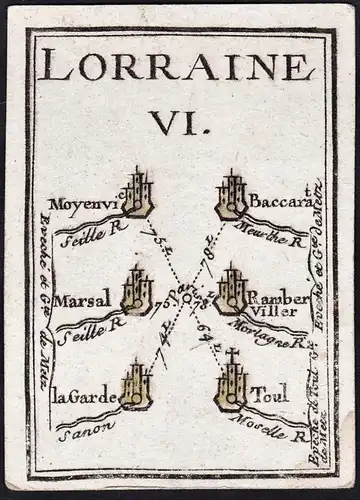 Lorraine VI - Moyenvi Baccarat Marsal Ramber Viller La Garde Toul / Lothringen / France Frankreich / Karte map
