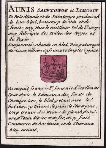 Aunis Saintonge et Limosin - France Frankreich / Wappen coat of armes blason