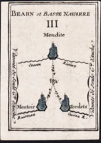 Bearn et Basse Navarre III - Mendite Montoir Tordets / France Frankreich / map Karte carte