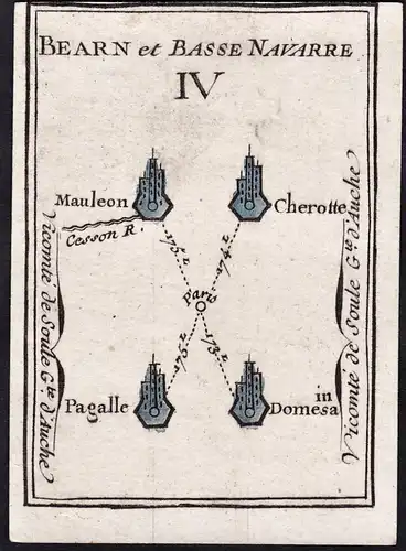 Bearn et Basse Navarre IV - Mauleon Cherotte Pagalle Domesain / France Frankreich / map Karte carte