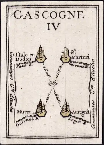Gascogne IV - l'Isle en Dodon St. Martori Muret Aurigna / France Frankreich / map Karte carte