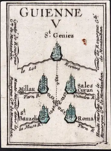 Guienne V - St. Geniez Millau Sales Curan St. Bauzeli Roma / France Frankreich / Karte map carte