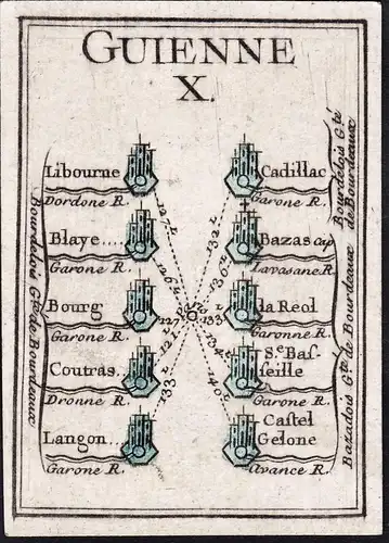 Guienne X - Libourne Cadillac Blaye Bazas Le Reol Bourg Coutras St. Basseille Castel Gelone Longon / France Fr