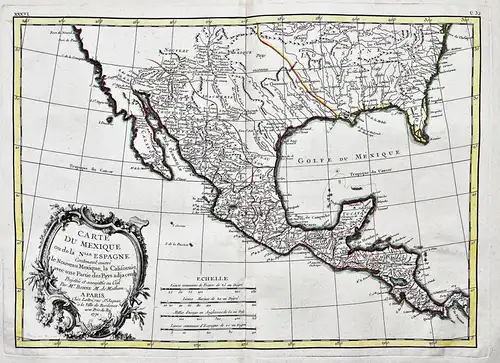 Carte du Mexique ou de la Nlle Espagne Contenant aussi le Nouveau Mexique, la Californie, avec une Partie des