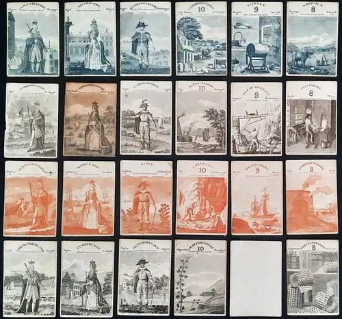 (Set of English playing cards) - Card game with the counties of England and Wales / Spielkarten / carte da gio