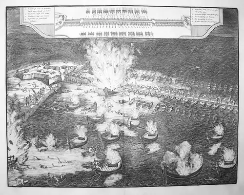 Parmaas Schipbrugh over de Schelde - Antwerpen Anvers Schelde Brander fire ships naval battle