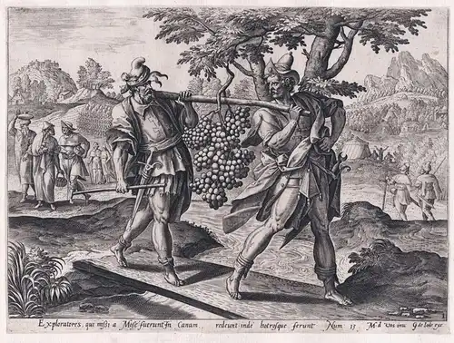 Exploratores qui missi a Mose fueruntin Canam... - Kalebstraube wine Wein Weintraube / Bible Bibel