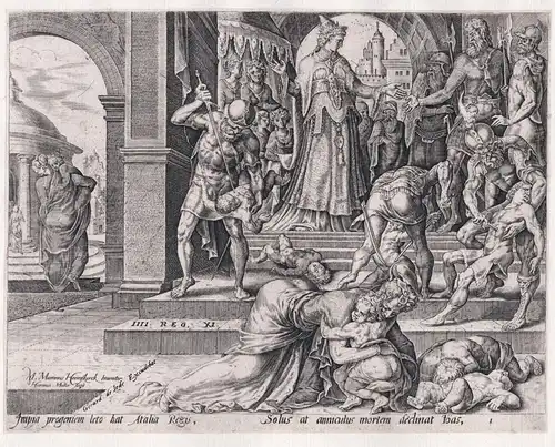 Impia progeniem letho dat Athalia Regis, Solus at anniculus mortem... - Athaliah destroying the royal progeny