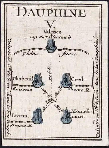 Dauphine V - Valence Chabeuil Crest Livron Montelimart / France Frankreich / map Karte carte