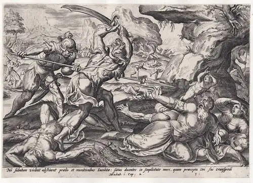Ne sabatum violent abstinent praelio et munitionibus Jacobitae... - Antiochus' army killing the jews during th