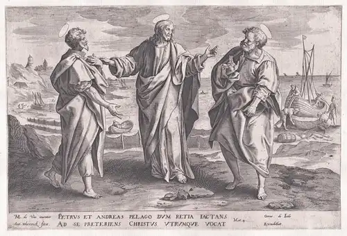 Petrus et Andreas Pelago dum Retia Iactans... - Jesus calling Peter and Andrew / Bibel Bible / Gospel of Matth