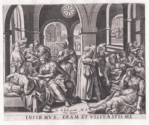 Infirmus eram et visitastis me  - Visiting the sick with Christ looking on / Kranke besuchen /  from the serie