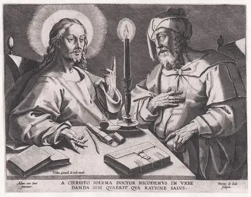 A Christo Solyma Doctor Nicodemus in Urbe Danda Sibi quaerrit qua Ratione Salus - Jesus and Nicodemus around a