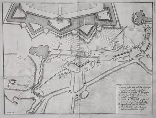 Plan von Keyserswert, mit der 2.ten aproche, und den abschnitten in der Stadt - Kaiserswerth Düsseldorf Karte