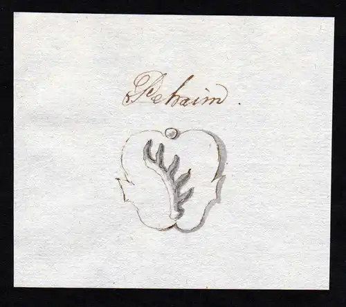 Pehaim - Pehaim Peheim Handschrift Manuskript Wappen manuscript coat of arms
