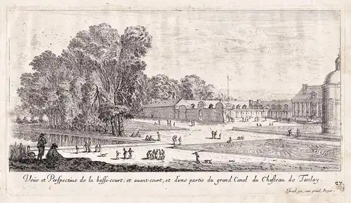 Veue et Perspective de la basse-court, et d'une partie du grand Canal du Chasteau de Tanlay - Chateau de Tanla