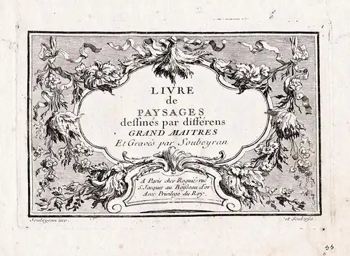 Livre de Paysages dessines par differens grand maitres et graves par Soubeyran - Titelblatt Titel title page