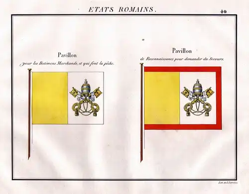 Etats Romains / Pavillon  pour les Batiments Marchands, et qui sont la peche... - Vaticano Vatican Vatikan / R