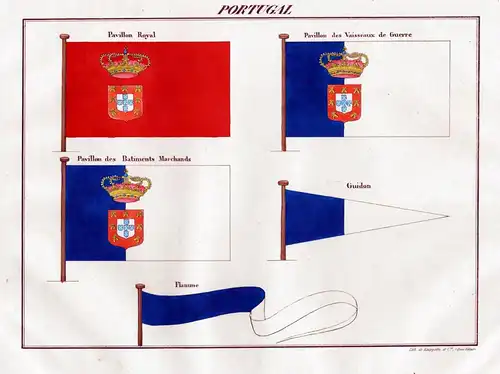 Portugal / Pavillon royal / Pavillon des Vaisseaux de Guerre... - Fahne banner Flagge Marine naval flag mariti