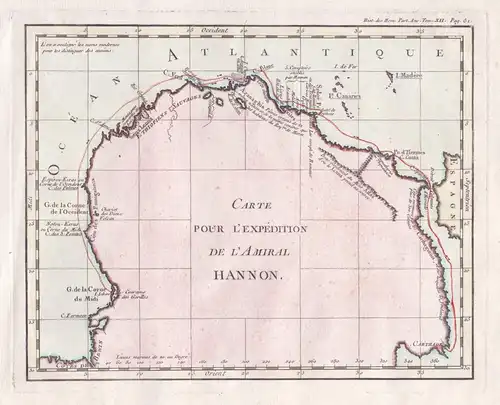 Carte pour l'Expedition de l'Amiral Hannon - North Africa Nordafrika Afrique Hanno the Navigator / Karte map