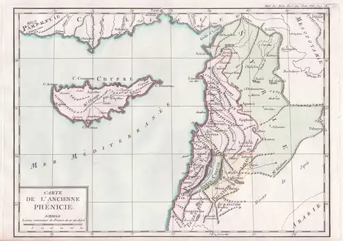 Carte de l'Ancienne Phenicie - Cyprus Zypern Chypre Syria Syrien Syrie Lebanon Libanon Liban / Karte map