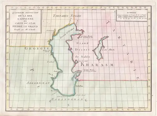 Quatrieme Revolution de la Mer Caspienne ou Carte du Czar Pierre le Grand - Caspian Sea Kaspisches Meer Mer Ca