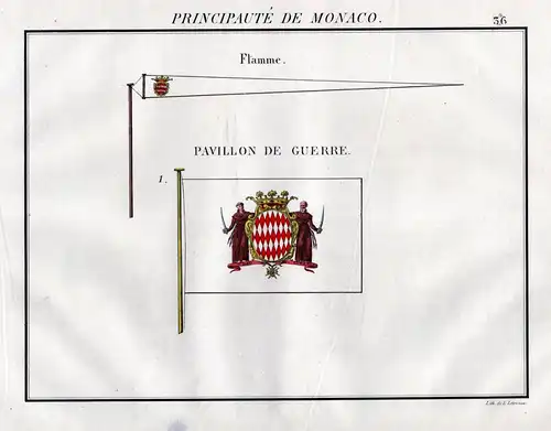 Principaute de Monaco / Flamme / Pavillon de guerre - Fahne banner Flagge Marine naval flag maritime