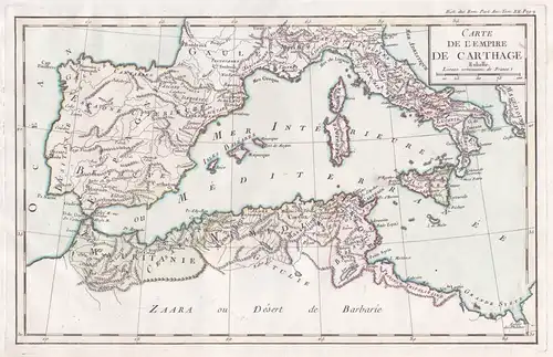 Carte de l'Empire de Carthage - Mediterranean Sea Italia Espanan North Africa Italien Spanien Spain Nordafrika