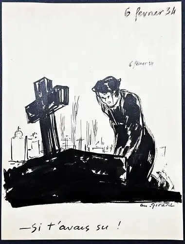 6 fevrier 34 - Crise du 6 Fevrier 1934 Paris / caricature Karikatur / drawing dessin Zeichnung