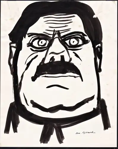 (Caricatural portrait of an angry-looking man) - Mann homme / caricature Karikatur / drawing dessin Zeichnung