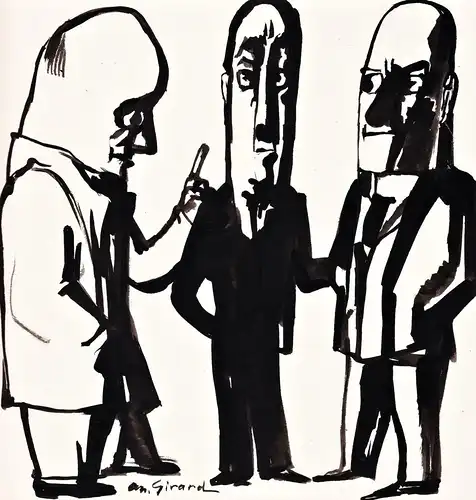 (Three men / Drei Männer) - caricature Karikatur / drawing dessin Zeichnung