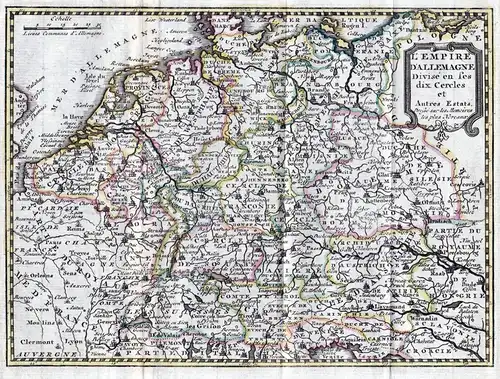 L'Empire d'Allemagne divisé en ses dix Cercles - Deutsches Reich Deutschland Germany / Schlesien Böhmen Bohemi