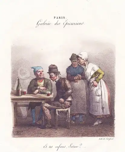 Paris. Galerie des Epicuriens / Et tes enfans, Satan?... - Bar scene with two older men and two women, probabl