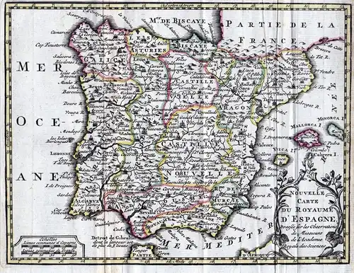 Nouvelle carte du Royaume d'Espagne - Espana / Spain / Espagne / Portugal