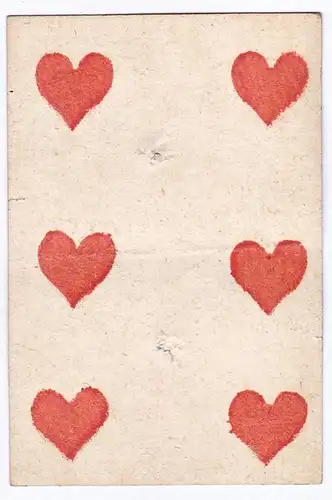 (Herz 6) - six of hearts / coeur / playing card carte a jouer Spielkarte cards cartes