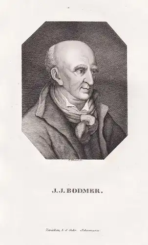 J.J. Bodmer - Johann Jakob Bodmer (1698-1783) Schweizer Dichter Swiss poet / Portrait
