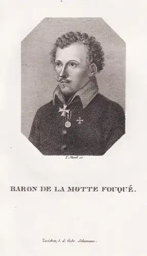 Baron de la Motte Fouque - Friedrich de la Motte Fouque (1777-1843) poet Dichter Romantik / Portrait