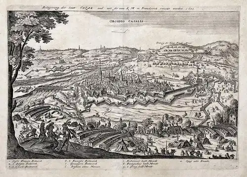 Obsidio Casalis - Casale Monferrato veduta incisione