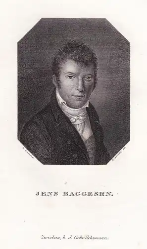 Jens Baggesen - Jens Immanuel Baggesen (1764-1826) Danish poet librettist author Dichter / Portrait