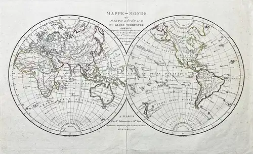 Mappe-Monde ou carte generale du globe terrestre - World Map Weltkarte Mappemonde