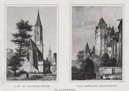 Die St. Jodokskirche / Das Schloss Trausnitz - St. Jodok Burg Trausnitz Landshut Bayern Bavaria