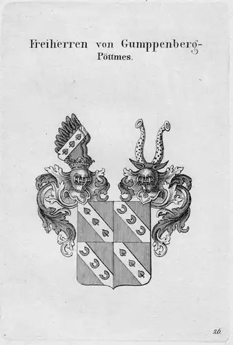 Gumppenberg Wappen Adel coat of arms heraldry Heraldik crest Kupferstich