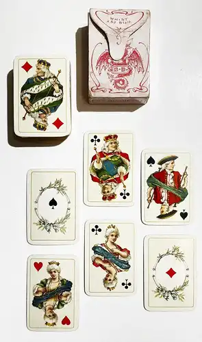 (Complete set of Miniature Playing Cards. / Miniatur-Spielkarten) - Kartenspiel playing cards deck Spielkarten