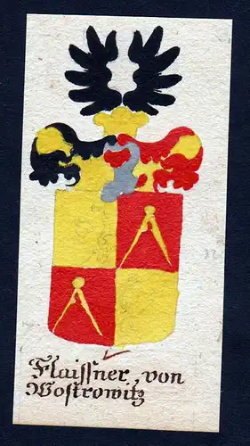 Flaissner von Wostrowitz - Flaissner Wostrowitz Böhmen Manuskript Wappen Adel coat of arms heraldry Heraldik