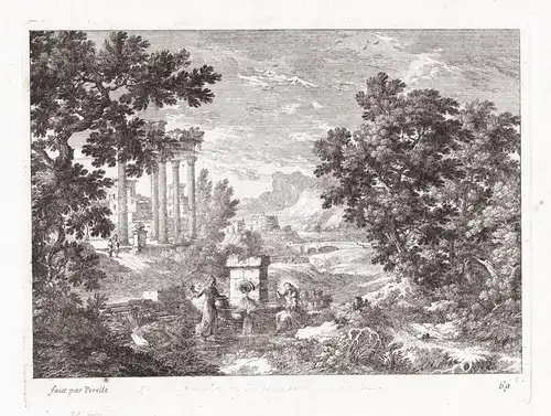 Landscape with women by an ancient fountain and Roman columns in the background (69)