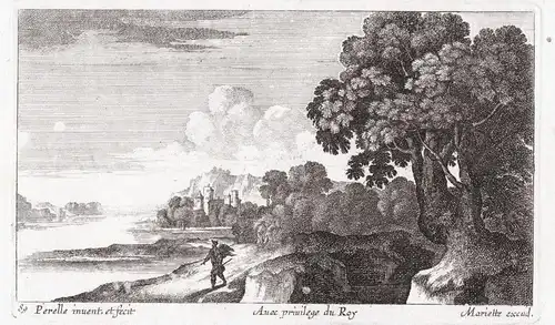 River landscape with a traveler and a large tree (89)